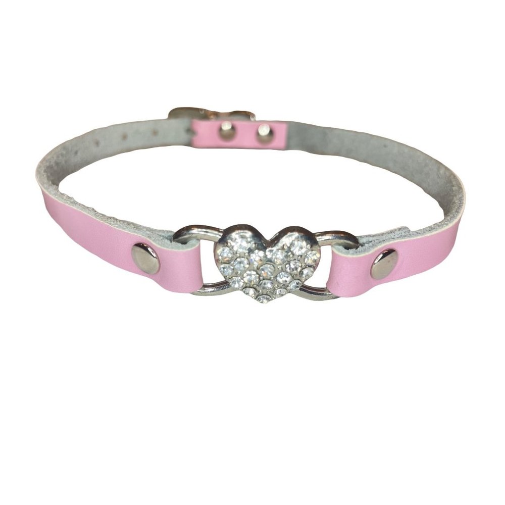 Pink Heart Sparkling Shiny Cat Collar Small